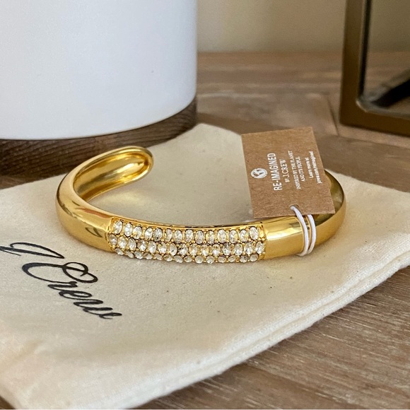 J. Crew Open Cuff Gold Pave Bangle - NEW - Picture 2 of 10